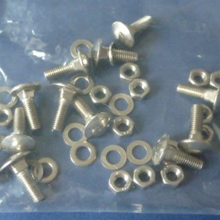 Borrmann 12 vis à tête plate à col carré M6, rondelle, écrou 1.4301 (A2) Inox