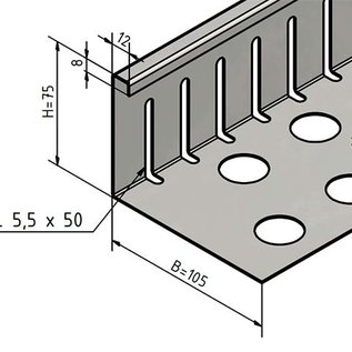 Versandmetall SPARSET kleine grindstop - RVS 1.4301 - geperforeerd - 90° gekanteld