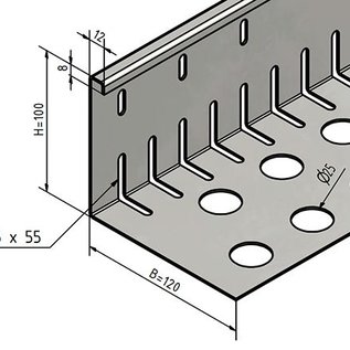 Versandmetall SPARSET Grindkeringsprofiel Grindprofiel groot, geperforeerd roestvrij Staal 1.4301 Hogte 80-120mm gezet 90°