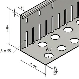 Versandmetall SPARSET Kiesfangleiste groß gelocht - Edelstahl 1.4301 – Gelocht – 90° gekantet