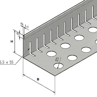 Versandmetall SPARSET Grindkeringsprofiel Grindprofiel klein met dubbele Bovenrand roestvrij Staal geperforeerd 1.4301 gezet 90°