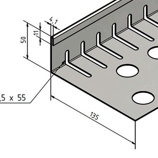 Versandmetall SPARSET Petite bande de gravier avec plie - acier inoxydable - perforé - 90 °