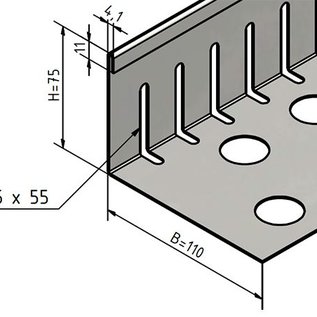 Versandmetall SPARSET Grindkeringsprofiel Grindprofiel klein met dubbele Bovenrand roestvrij Staal geperforeerd 1.4301 gezet 90°