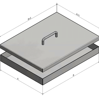 Versandmetall RVS kuip met deksel, { R1 } 1.5mm, buitenafwerking K320