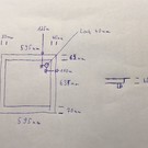 Versandmetall Sonder Edelstahl Duschwanne, Duschtasse { R3A } 1,5mm  umlaufender Rand gemäß Skizze, INNEN  Schliff K320, Aussenmaße inkl Rand 635 mm x 595 mm, 1 Ablaufbohrung Durchmesser 35 mm - Position gemäß Skizze, 80 mm Höhe