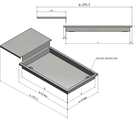 Versandmetall Receveur de douche en acier inoxydable, en 2 parties {R4A}, épaisseur du matériau 1,5 mm, découpe INSIDE K320, dimensions 884,5x543 mm (plus bord 30 mm), hauteur 80 mm, 2 trous d'évacuation