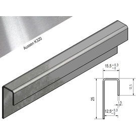 Versandmetall Kaderprofiel K320 1,5 mm 12,5 mm glas of gipsplaat ongelijk
