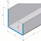 Versandmetall Ongelijke U-profiel RVS 1,5 mm axcxb 35x40x12mm L= 1100mm, uitwendige slijpkorrel 320