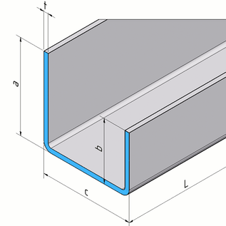 Versandmetall Profil en U inégal en acier inoxydable 1,5 mm axcxb 35x40x12mm L= 1100mm, grain de broyage extérieur 320