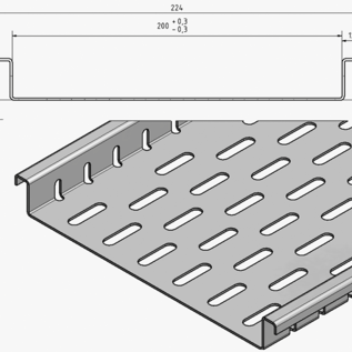 Versandmetall Jeu spécial de caniveaux de drainage forme A aluminium avec fond perforé/acier inoxydable avec grille pour entrée largeur 200 mm, longueurs : 1 x 1000 mm, 3 x 2000 mm avec 21 renforts