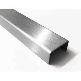 Versandmetall RESTPOSTEN [16B] 8er Set Einfassprofile aus Edelstahl, Oberfläche K320, Sichtseite AUSSEN, Blechstärke 1,5mm, 11,5x 14,5 x 11,5 mm (Innenmaß 11,5-12mm), Länge 2500mm