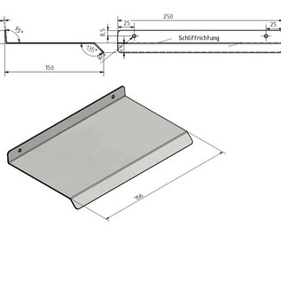 Versandmetall Wetterschutz, kleines Pultdach mit Abtropfkante aus 1,5mm geschliffenem Edelstahl für Schalter, Wallbox, Briefkasten.