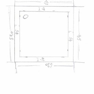 Versandmetall Speciale RVS douchebak, douchebak {R3A} 1,5mm omlopende rand volgens schets, BINNENKnip K320, binnenmaat bad 455x670mm, hoogte 100mm, 1 afvoergat positie volgens schets, elk 70mm afstand van de rand - Copy - Copy