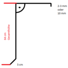 Versandmetall Tôle d'avant-toit spéciale selon croquis en acier inoxydable, pliée en deux, épaisseur du matériau 1,5 mm axcb 50 x 640 x 60 mm avec pliage 10 mm, longueur 2470 mm, coupe extérieure K320