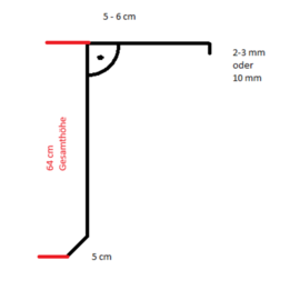 Versandmetall Speciale dakrandplaat volgens schets van roestvrij staal, dubbel gevouwen, materiaaldikte 1,5 mm axcb 50 x 640 x 60 mm incl. vouw 10 mm, lengte 2470 mm, uitwendige snede K320