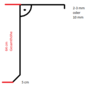 Versandmetall Tôle d'avant-toit spéciale selon croquis en acier inoxydable, pliée en deux, épaisseur du matériau 1,5 mm axcb 50 x 640 x 60 mm avec pliage 10 mm, longueur 2470 mm, coupe extérieure K320