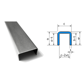 Versandmetall -2 stuks -U-profiel RVS 2.0mm axcxb 40x35x40mm L= 1x2500mm, 1x700mm, uitwendige slijpkorrel 320 - Copy