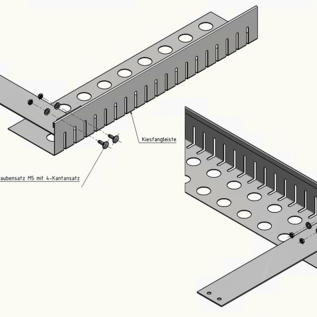 Versandmetall Traufschubhalter für Kiesfangleisten aus 2mm Aluminium  Geeignet für leicht geneigte Dächer  Länge 300mm, Breite 60mm