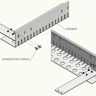 Versandmetall Traufschubhalter für Kiesfangleisten aus 2mm Aluminium  Geeignet für leicht geneigte Dächer  Länge 300mm, Breite 60mm