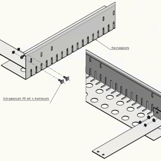 Versandmetall Support de poussée d'avant-toit pour bandes anti-gravier en acier inoxydable de 2 mm. Convient aux toits légèrement inclinés. Longueur 300 mm, largeur 60 mm.