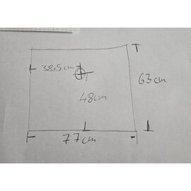 Versandmetall Speciaal - RVS douchebak, douchebak { R3A } 1,5mm volgens schets, BINNENsnede K320, afmetingen 750x910mm, diepte 100 mm, omtreksrand volgens schets, afvoer volgens schets - Copy