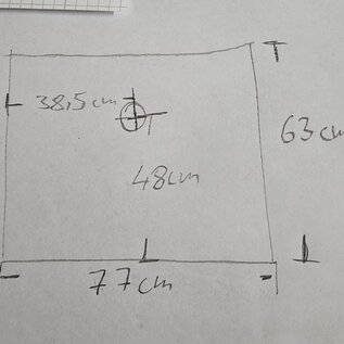 Versandmetall Speciaal - RVS douchebak, douchebak { R3A } 1,5mm volgens schets, BINNENsnede K320, afmetingen 750x910mm, diepte 100 mm, omtreksrand volgens schets, afvoer volgens schets - Copy