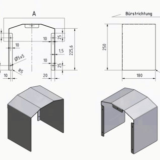 Versandmetall Wetterschutz Wallbox klein axb, 250mmx250mm Tiefe 180mm aus 1,5mm Edelstahl K320