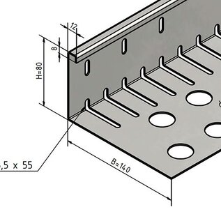 Versandmetall Grote grindstrook - antraciet aluminium (vergelijkbaar met RAL 7016) - geperforeerd - 90° gevouwen