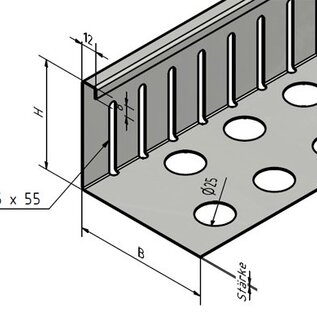 Versandmetall Bande pare-gravier petite - aluminium anthracite (similaire à RAL 7016) ou anodisé. (E6/EV1) Hauteur 40 à 75 mm – Perforé – Coudé à 90°