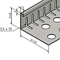 Versandmetall Bande pare-gravier petite - aluminium anthracite (similaire à RAL 7016) ou anodisé. (E6/EV1) Hauteur 40 à 75 mm – Perforé – Coudé à 90°