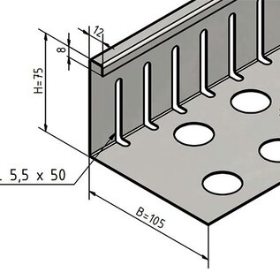 Versandmetall Bande pare-gravier petite - aluminium anthracite (similaire à RAL 7016) ou anodisé. (E6/EV1) Hauteur 40 à 75 mm – Perforé – Coudé à 90°
