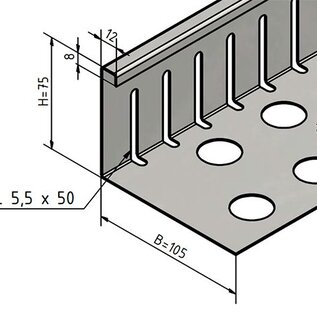 Versandmetall Kleine grindstrook - antraciet aluminium (vergelijkbaar met RAL 7016) - geperforeerd - 90° gevouwen
