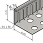 Versandmetall Bande pare-gravier petite - aluminium anthracite (similaire à RAL 7016) ou anodisé. (E6/EV1) Hauteur 40 à 75 mm – Perforé – Coudé à 90°