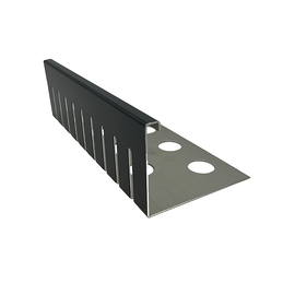 Versandmetall Grindrandstrip klein geperforeerd aluminium antraciet (vergelijkbaar met RAL 7016) of geanodiseerd. (E6/EV1) Hoogte 40 tot 75 mm