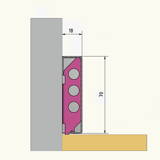 Versandmetall SLF1870-2 plint plint plint, lip onderaan naar binnen, 1,0 mm, 70 mm hoog, slijpkorrel 320