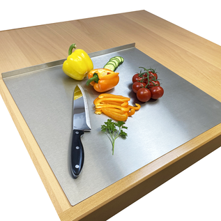 Versandmetall Planche à découper, planche à pétrir en acier inoxydable de 1,0 mm, (largeur 50 cm x profondeur 45 cm) utilisable des deux côtés, surface poncée des deux côtés, plan de travail de cuisine grain 320, pour cuisine - planche à pâtes, planche à nouilles, plan