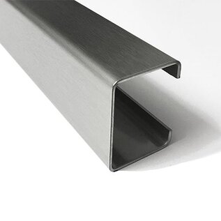 Versandmetall STOCK RESTANT [W] Profilé C en acier inoxydable, plié 4 fois, épaisseur du matériau 1,0 mm axcxb 16 x 28 x 16 mm, longueur 2500 mm, rectification extérieure K320