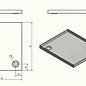 Versandmetall RVS douchebak, douchebak { R1A } 1,5 mm, BINNENKANT snede K320, diepte 900 mm, breedte 900 mm, 1 of 2 afvoergaten, hoogte 60 mm