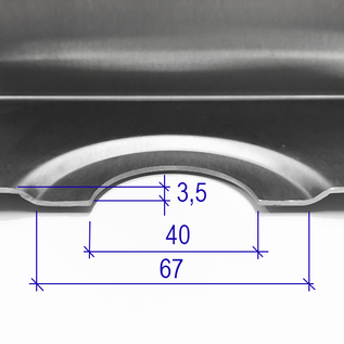 Versandmetall Spécial - receveur de douche en acier inoxydable, receveur de douche { R1A } 1,5 mm, coupe INTÉRIEUR K320, dimensions 700x805 mm, hauteur 60 mm 2x trou d'évacuation selon croquis