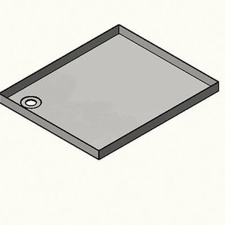 Versandmetall Edelstahl Duschwanne, Duschtasse { R1A } 1,5mm, INNEN  Schliff K320, a=780xb=1000mm, 1 Ablaufbohrungen  Höhe 40mm mm inkl. Siphon