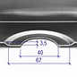 Versandmetall RVS douchebak, douchebak { R3A } 1,5mm, BINNENKANT uitsparing K320, a=521mm xb=702mm, 1 afvoergat hoogte 40mm mm volgens schets