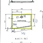 Versandmetall RVS douchebak, douchebak { R3A } 1,5mm, BINNENKANT uitsparing K320, a=521mm xb=702mm, 1 afvoergat hoogte 40mm mm volgens schets