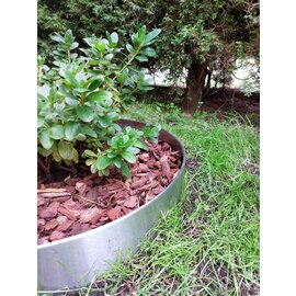 Versandmetall 2-delige RVS (V2A) plantenring, diameter 940mm, ronde gazonrand met vouw, ring als halve schaal voorgebogen, hoogte 20 cm