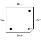 Versandmetall Spécial - receveur de douche en acier inoxydable, receveur de douche { R1A } 1,5 mm, coupe INTÉRIEUR K320, dimensions 700x650 mm, hauteur 70 mm 2x trou d'évacuation selon croquis