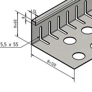 Versandmetall SPARSET kleine grindstop - RVS 1.4301 - geperforeerd - 90° gekanteld - Copy