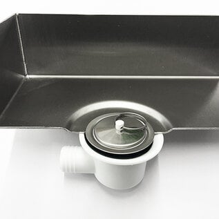 Versandmetall Receveur de douche spécial en acier inoxydable, receveur de douche {R3A} 1,5 mm, coupe INTÉRIEUR K320, dimensions 800x800 mm plus bord tout autour, hauteur 20 mm 2x drain diagonal - Copy