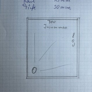 Versandmetall Speciaal RVS douchebak, douchebak {R3A} 1,5mm, BINNENKap K320, afmeting 800x800mm plus rondomrand, hoogte 20mm 2x diagonale afvoer - Copy