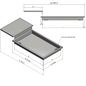 Versandmetall 2-delige RVS douchebak {R4A}, materiaaldikte 1,5mm, INSIDE cut K320, afmetingen 884,5x543mm (plus 30mm rand), hoogte 80mm, 2 afvoergaten - Copy