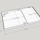 Versandmetall RVS douchebak, 2-delig {R4A}, materiaaldikte 1,5mm, INSIDE cut K320, afmetingen 884,5x543mm (plus 30mm rand), hoogte 80mm, 2 afvoergaten - Copy