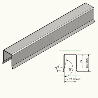 Versandmetall Edelstahl Zaun Abdeckprofil uProfil Innen 20 mm 1.4301 Gebürstet/Schliff Korn320